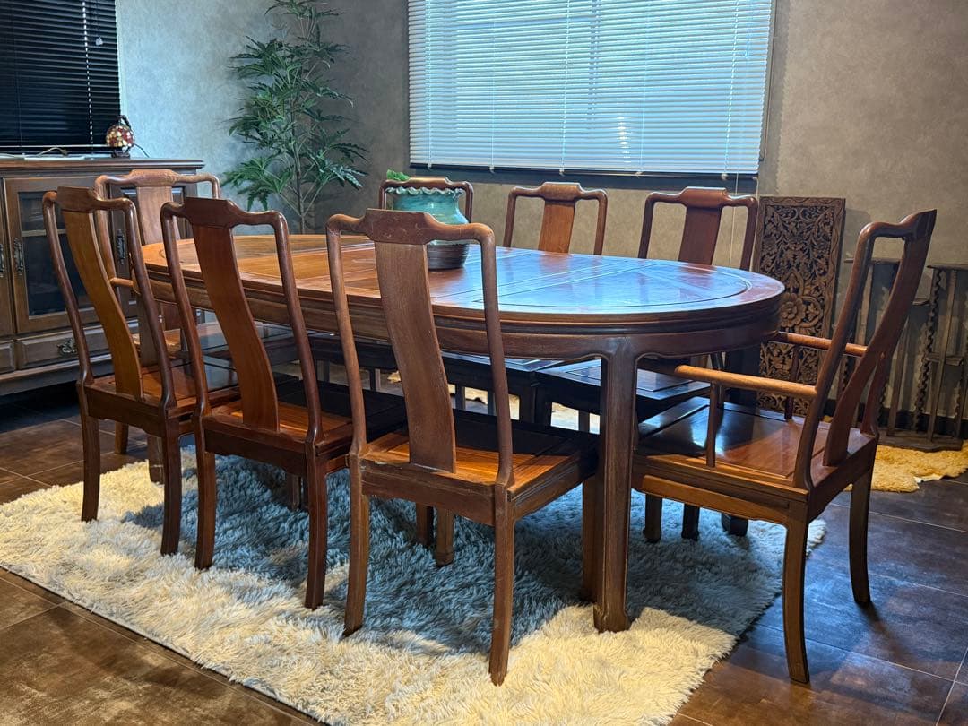 唐木　花梨　8人掛け　エクステンションテーブル　ダイニングセット　IIR