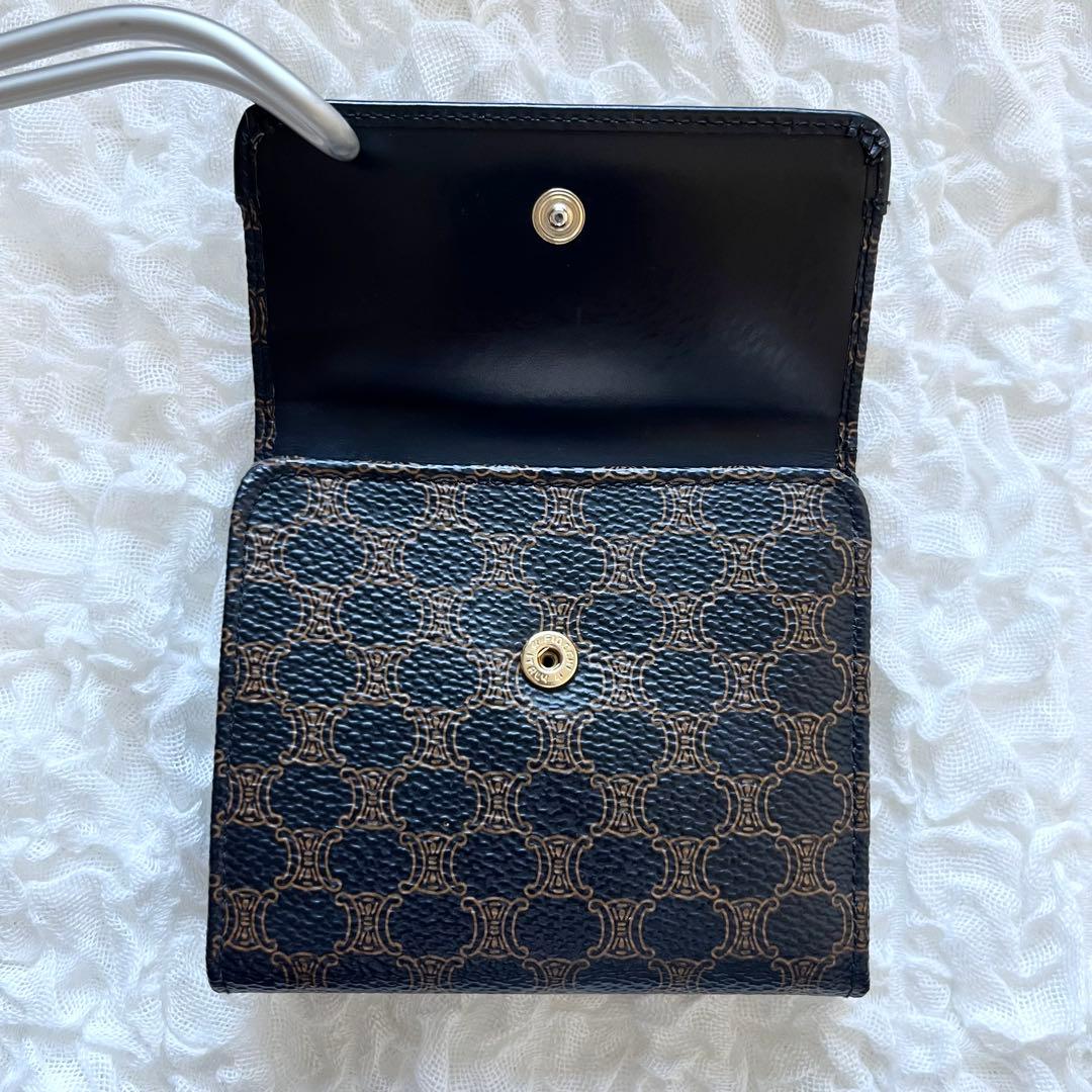 Old CELINE オールドセリーヌ 折り財布 がま口 黒マカダム ブラック