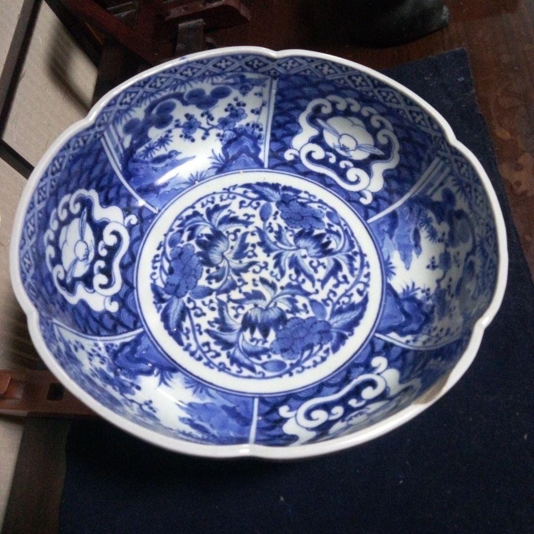 古伊万里　花唐草　うさぎ　大鉢