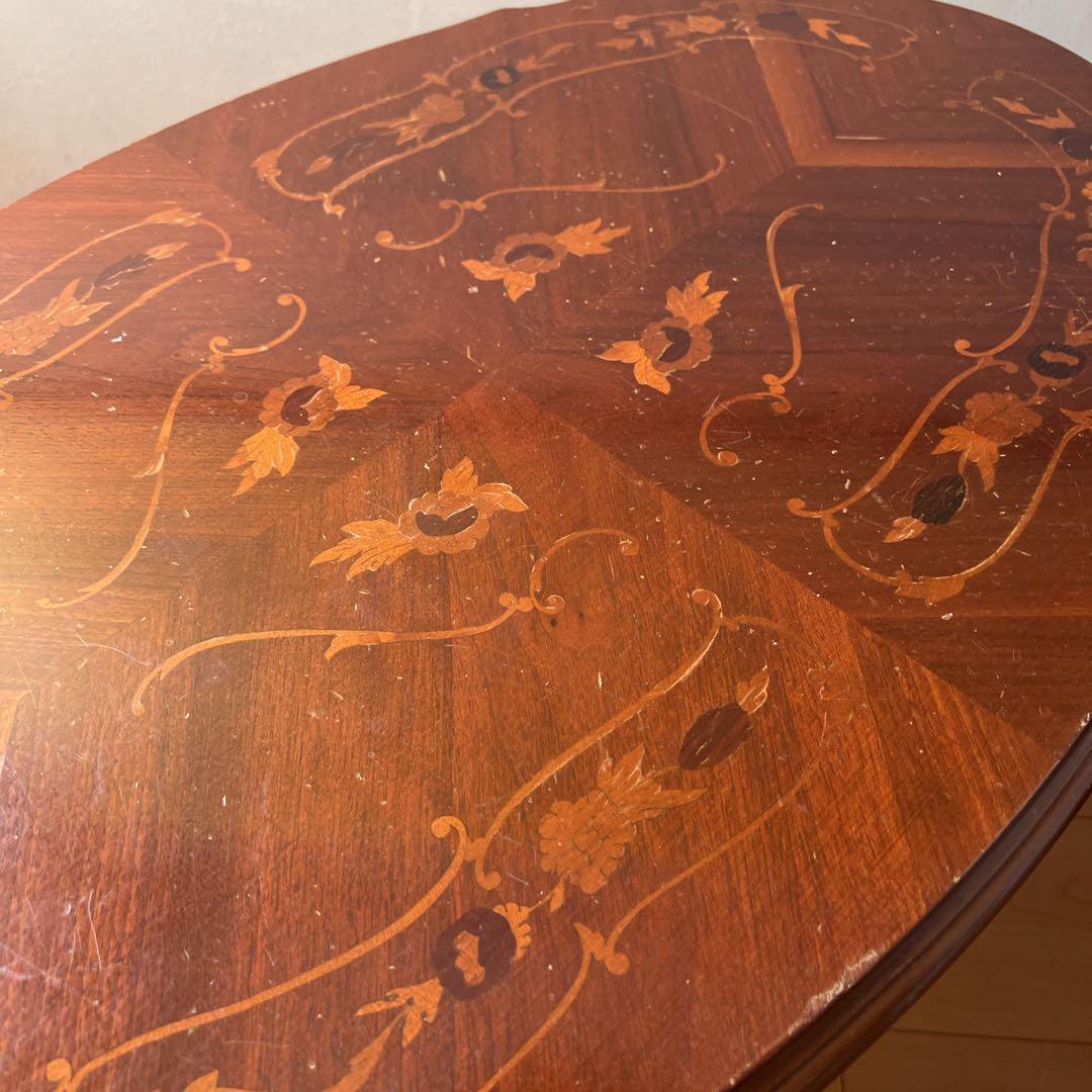 イタリア製 象嵌 猫脚 アンティーク センターテーブル