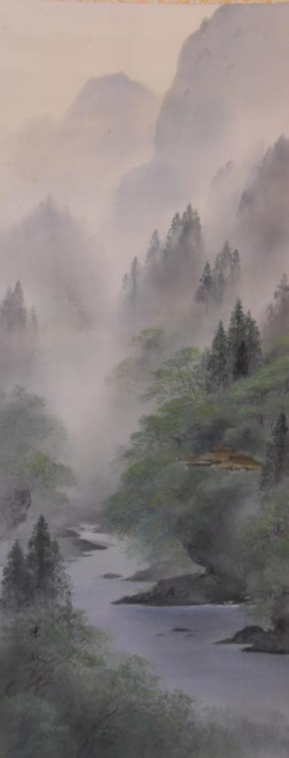 掛け軸 白石勝敏 山邨 絹本 希少 軸装 茶道具 掛軸 木二重箱 です。