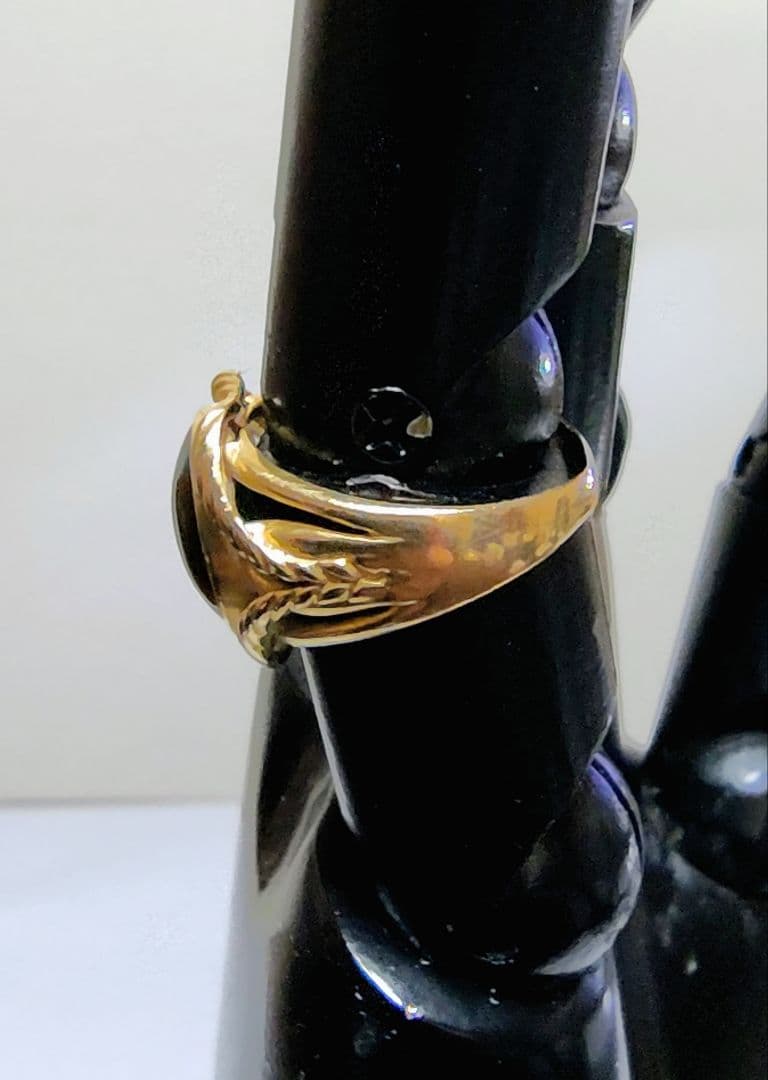 ゴールド K18 ブラックサンゴ デザインリング サイズ18号【中古・お買得品】