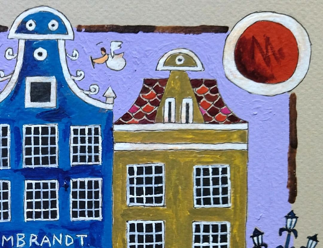 奥村ユズル　水彩画原画　アムステルダム運河の街