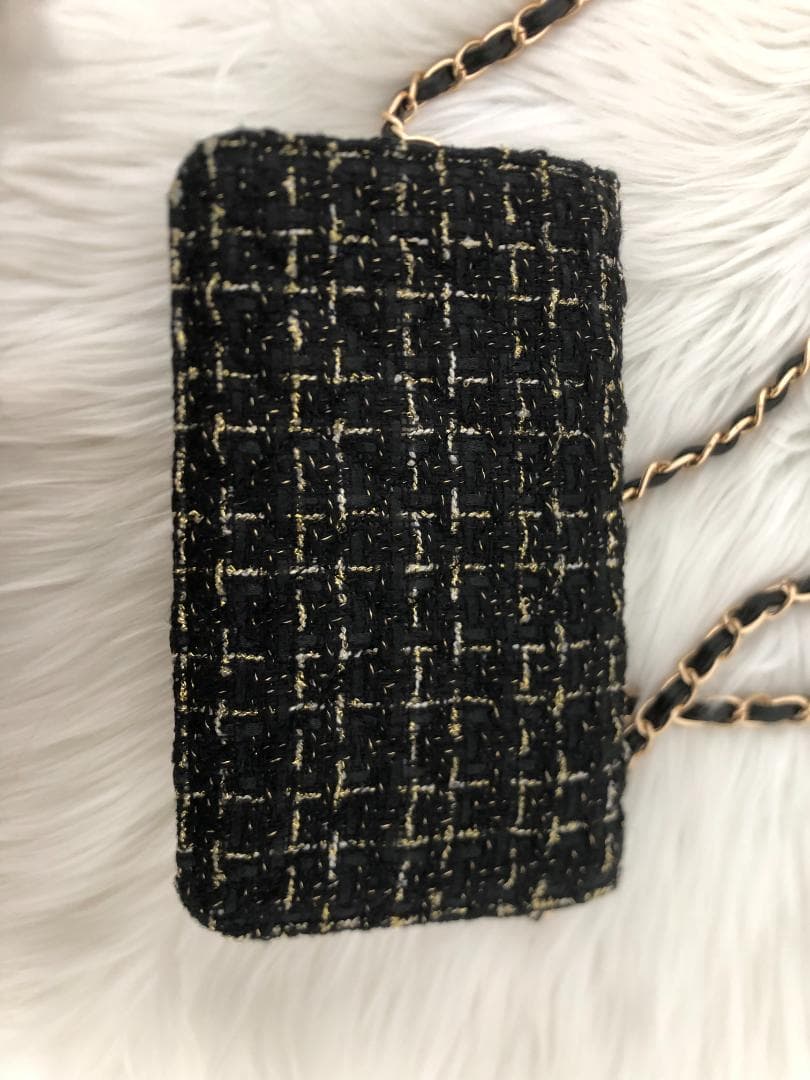 ノベルティ　チェーン　ショルダーバッグ　ツイード　ブラック　バッグ