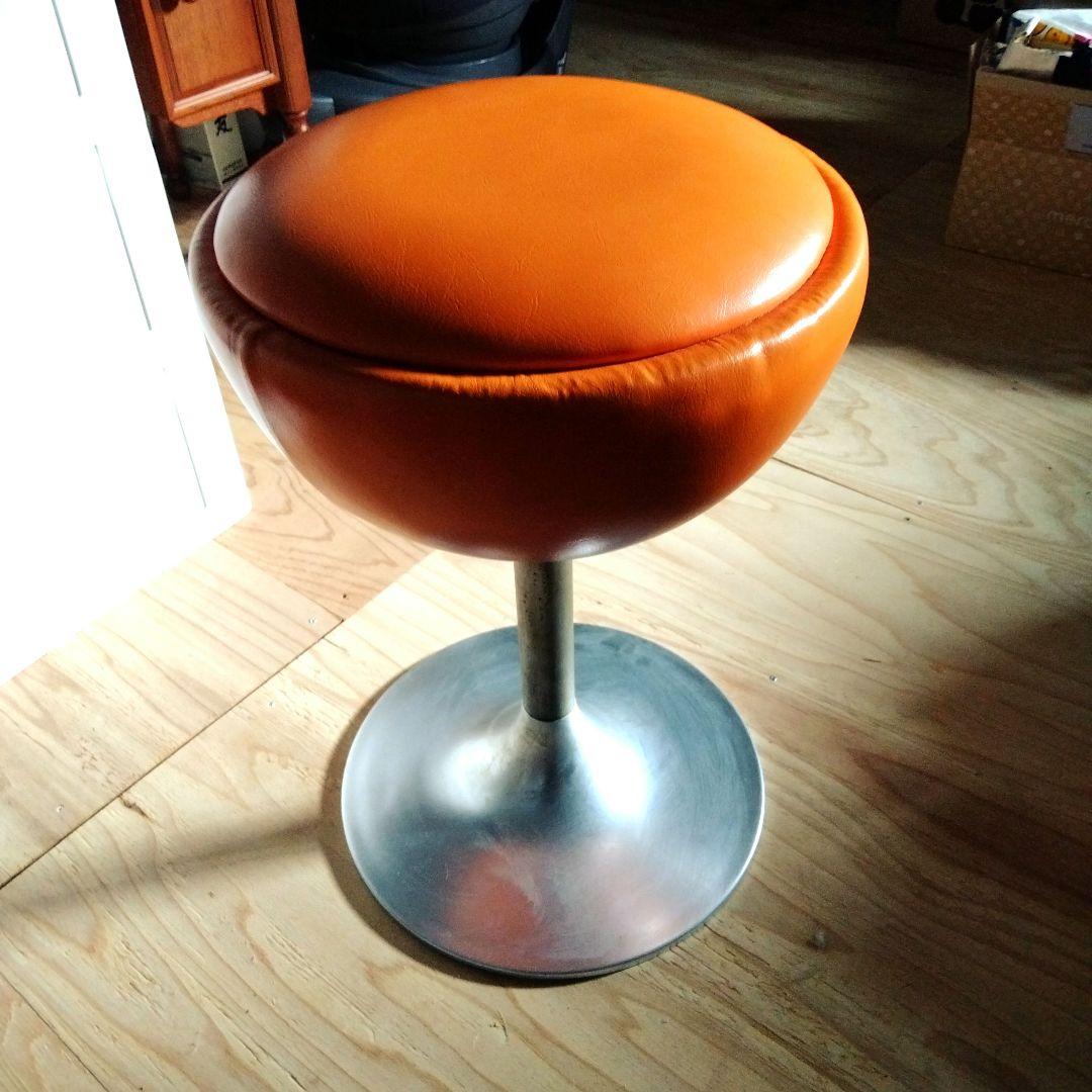 昭和レトロ/アメリカンヴィンテージ/回転椅子レザー系 スツール /古道具チェア