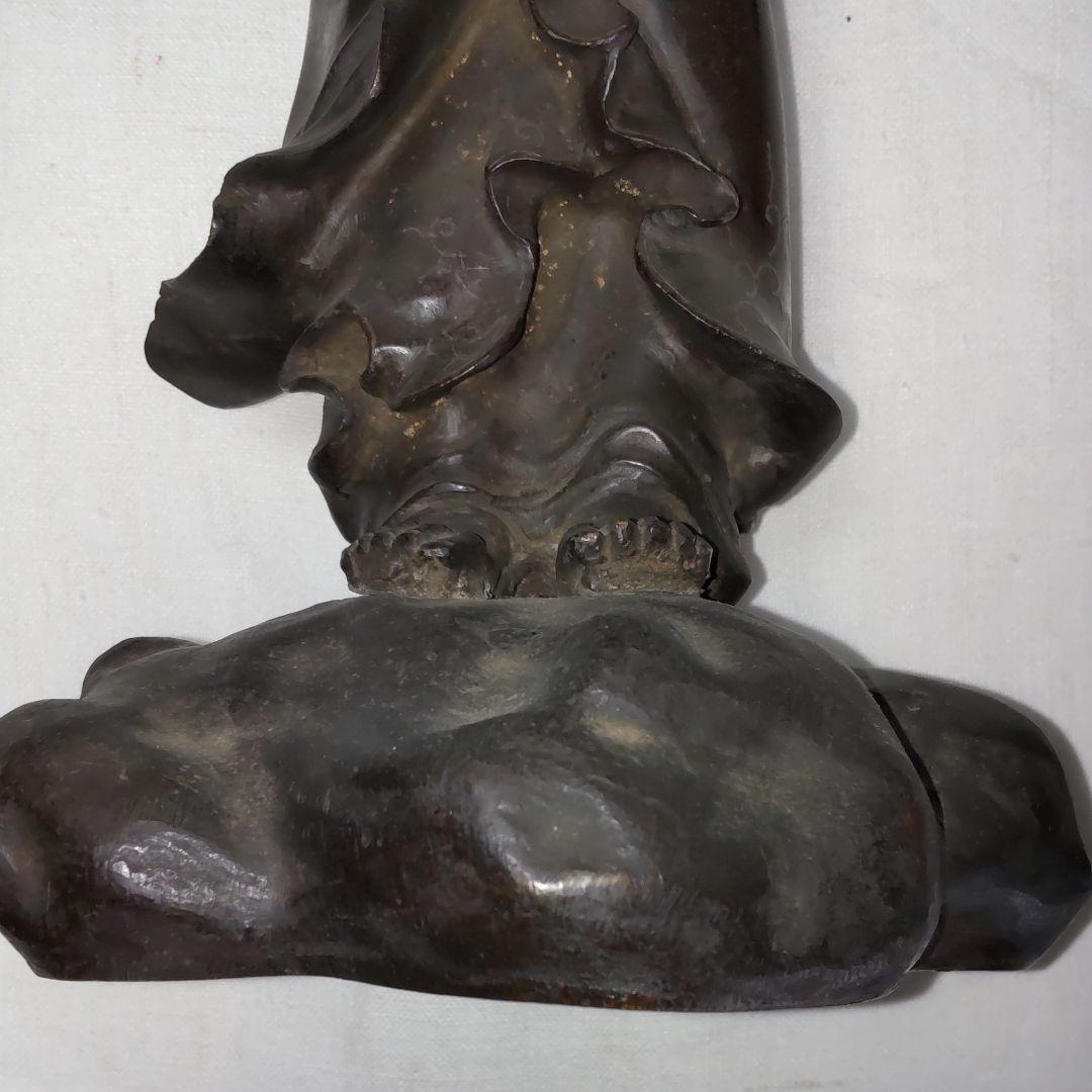 江戸時代-銀象嵌出山釈迦像-青銅製