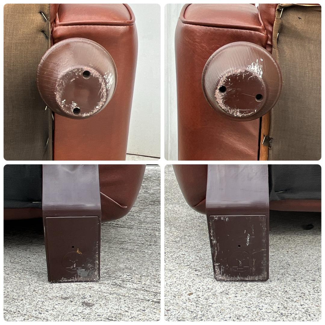 【送料無料】西洋アンティーク レザー 1人掛けソファ ロビーチェア 昭和レトロ