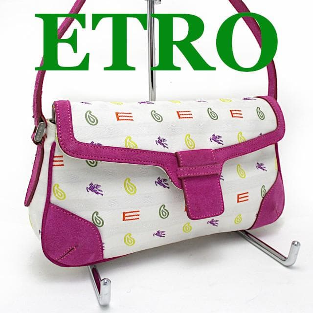 チ*コ様 エトロ ETRO ハンドバッグ ジャガード ピンクパープル 美品