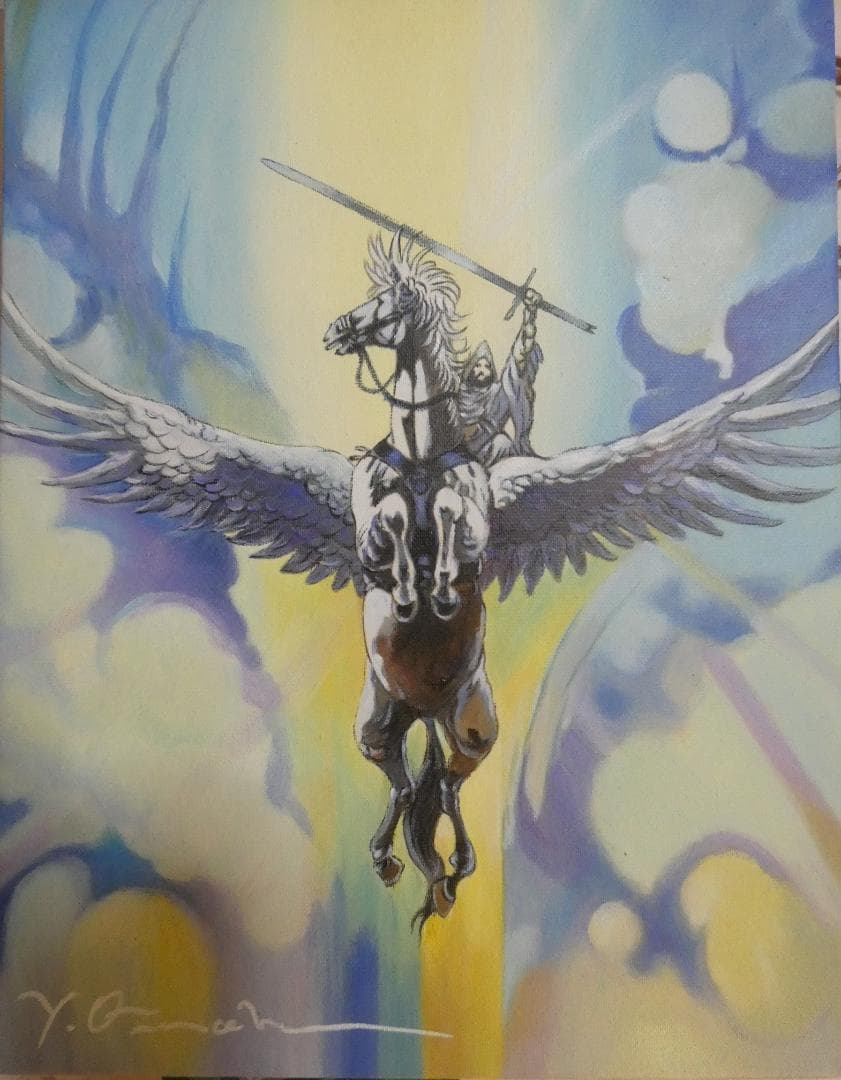 油絵 　天野喜孝「人物」 サインF6サイズ額装済み 肉筆手描き