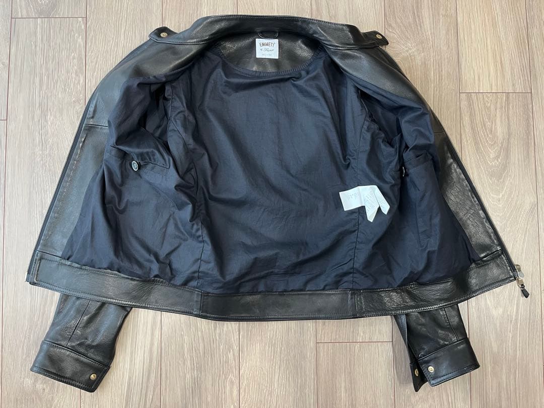 Emmeti エンメティ JURI ライダース ブラック 46 ゴールドジップ