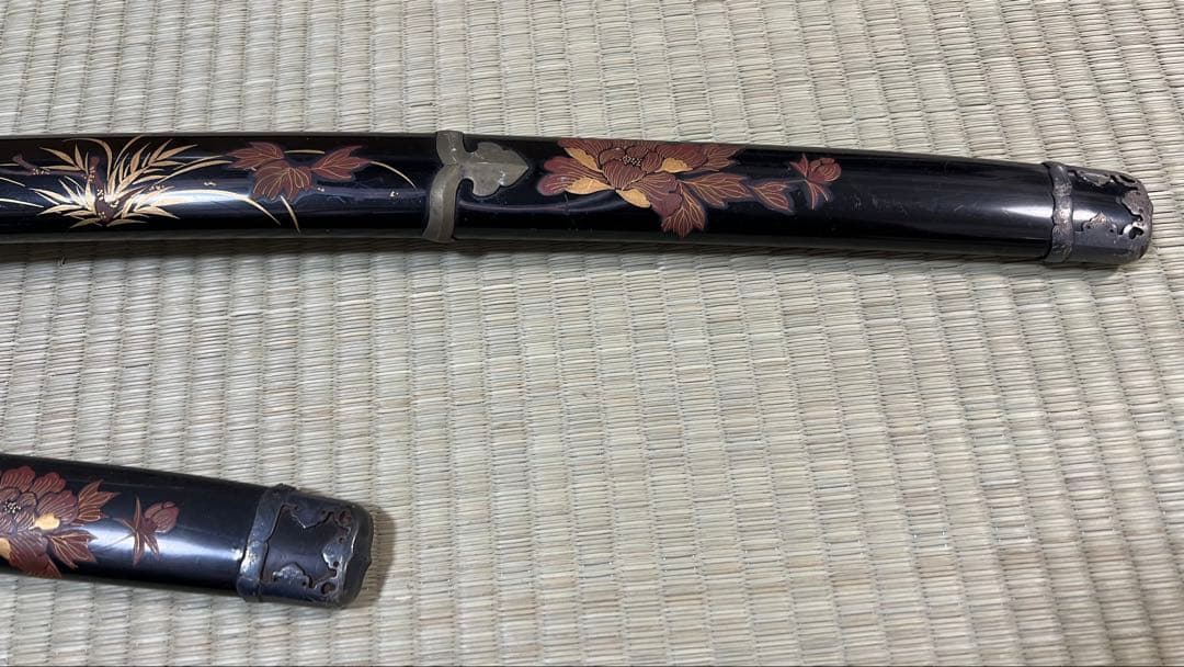 半太刀 真剣拵え 蝶 竹光 模造刀 居合刀 牡丹 小柄 本鮫皮 大小 金雲龍目貫