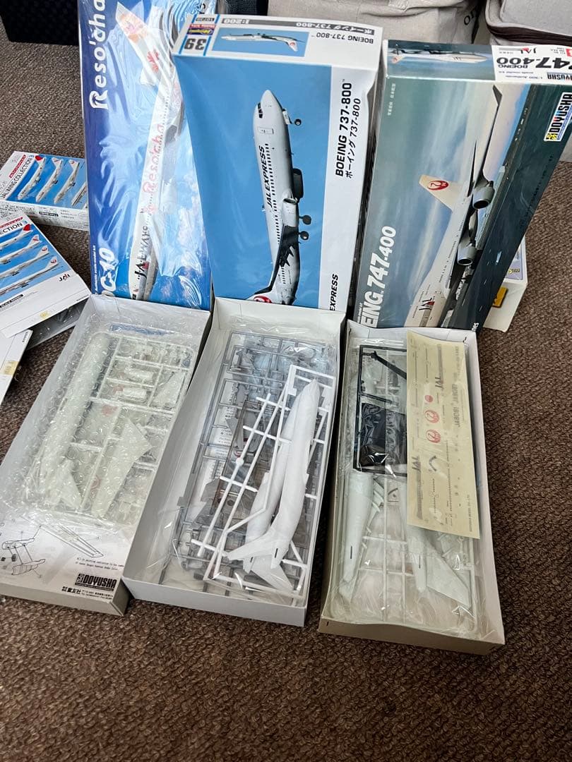 【未組立】ハセガワ航空機モデルセット DC-10 747-400 737-800