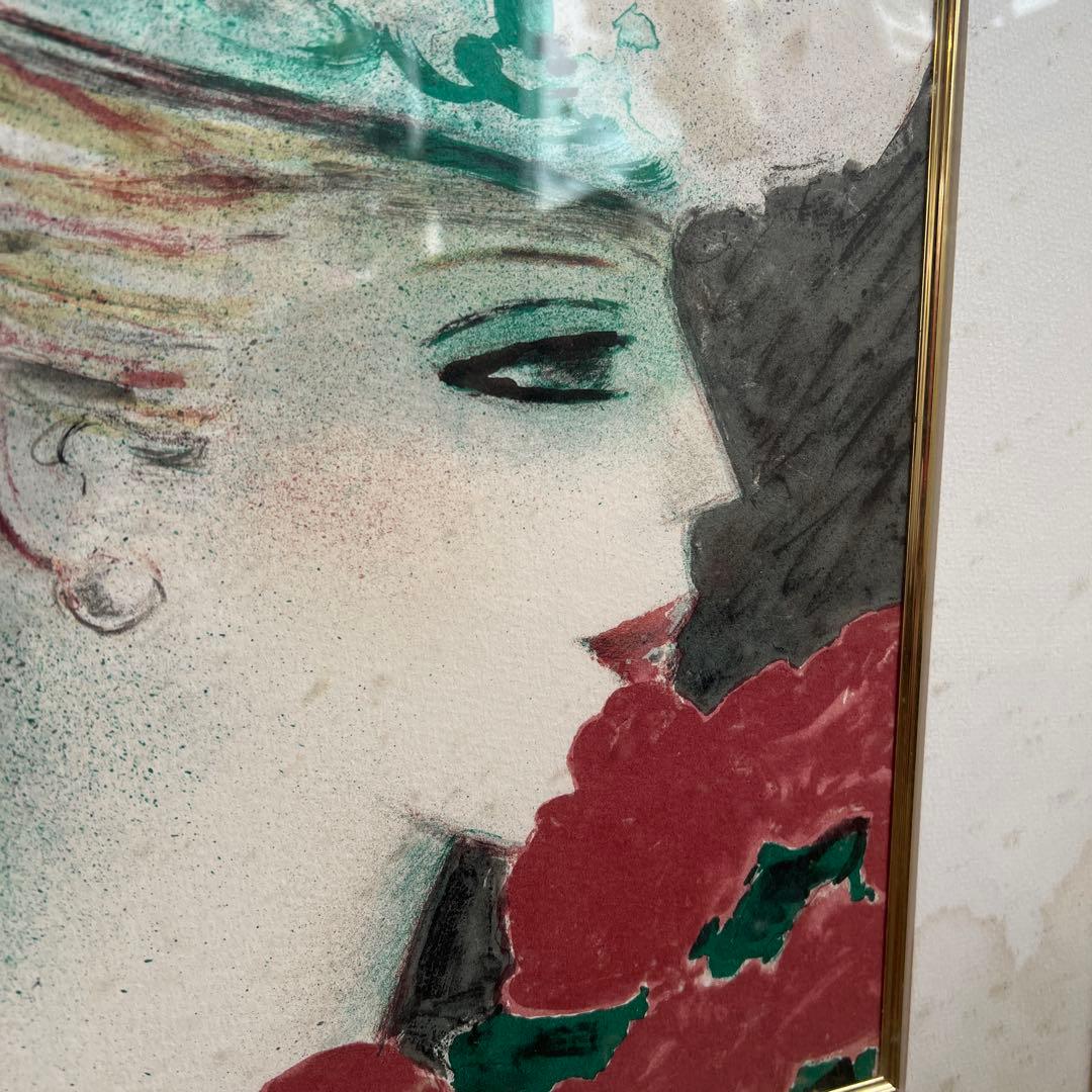 k333r120 フランス画壇の巨匠カシニョール 額装「バラとプロフィール」