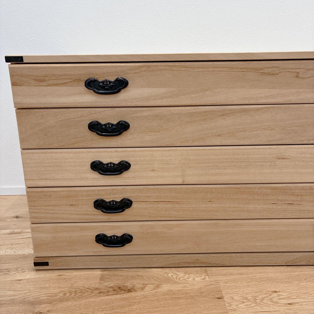 【美品】総桐箪笥 防湿・防虫 和モダン 収納 レトロ タンス 5段 家具 大容量