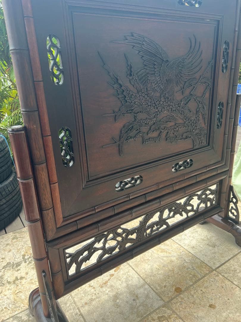 間仕切り　レトロアンティーク当時物　木製　古家具古いオシャレな衝立です気壮山河