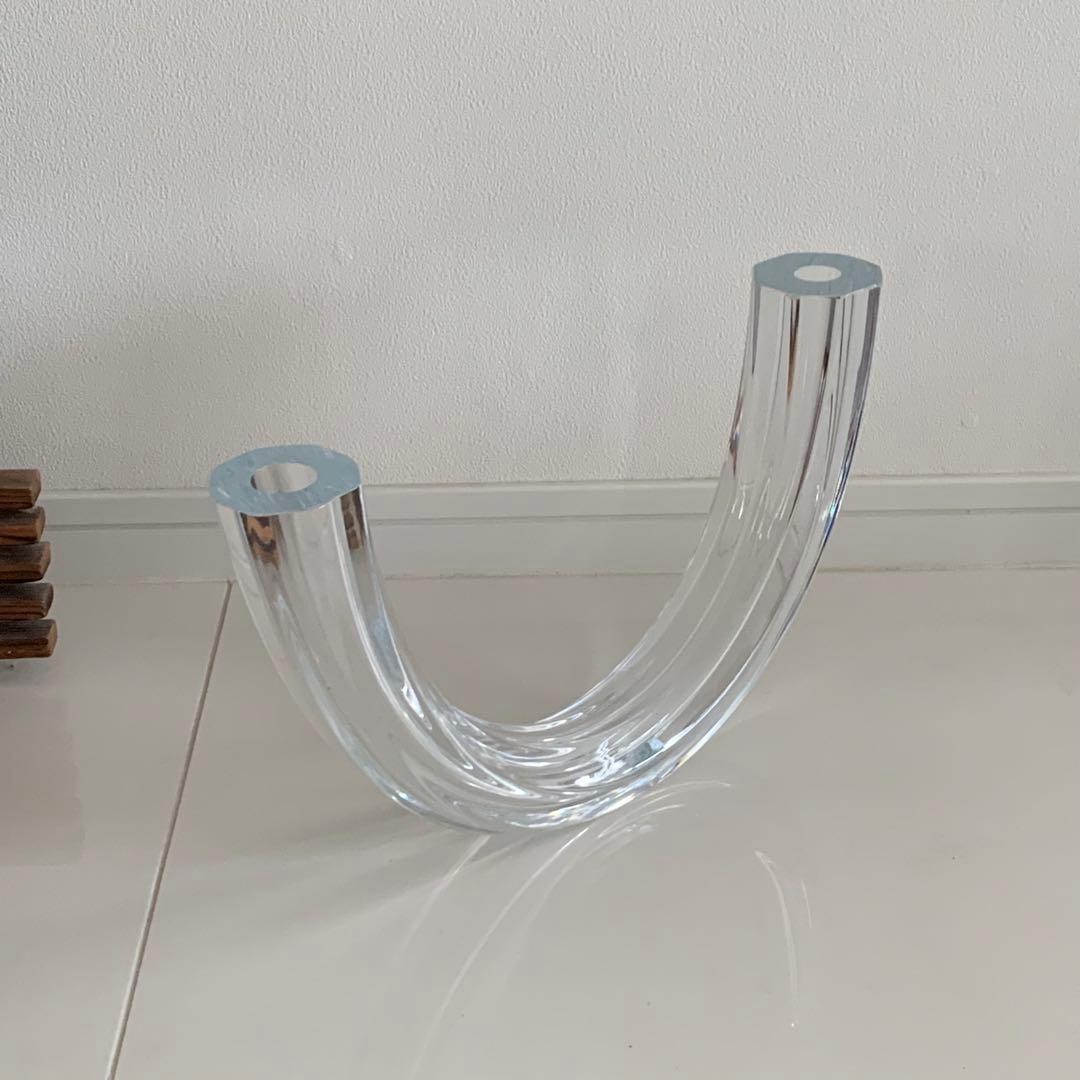 クリスタルガラス U字型 花器① 変形花器　生け花　池坊　草月　花瓶　オブジェ