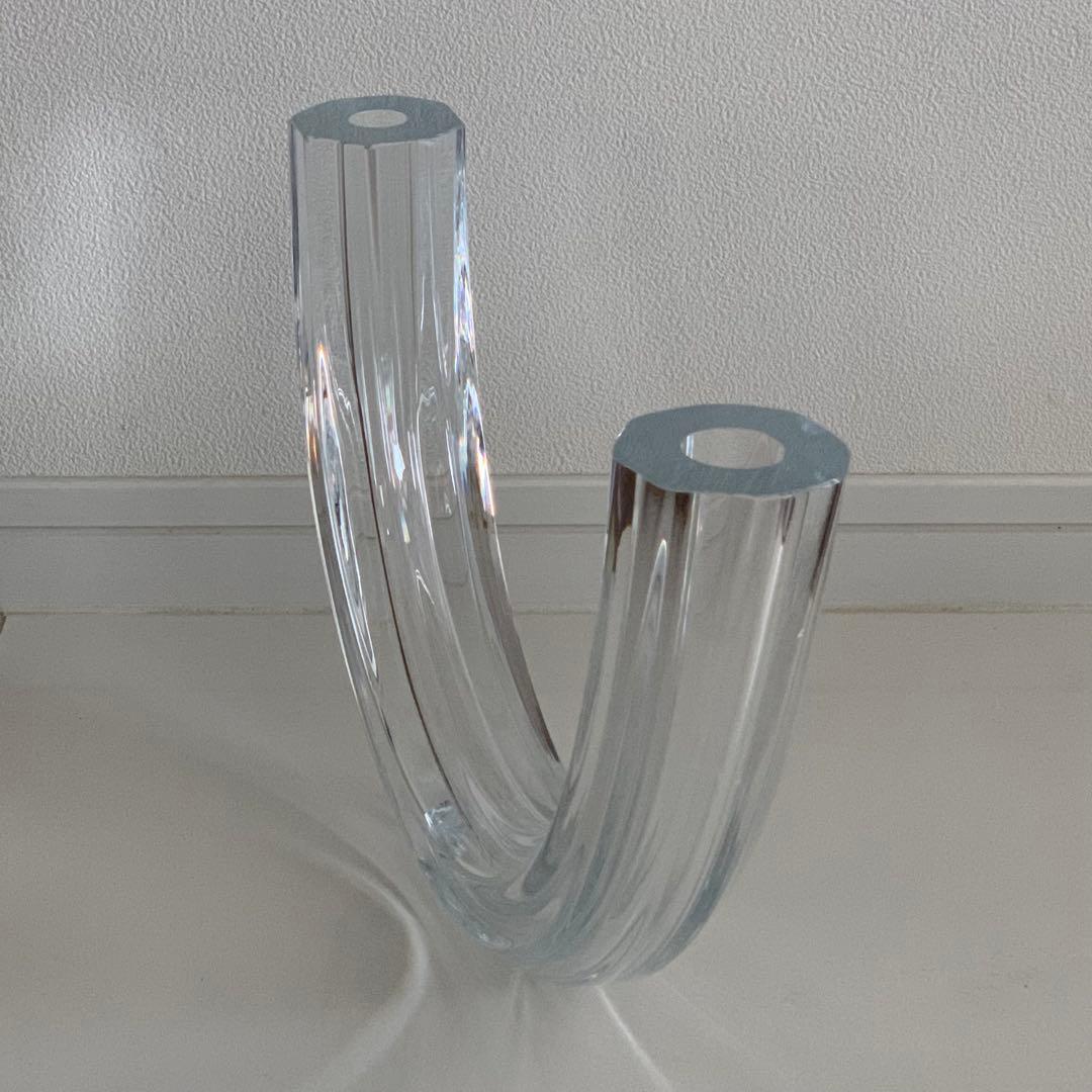 クリスタルガラス U字型 花器① 変形花器　生け花　池坊　草月　花瓶　オブジェ