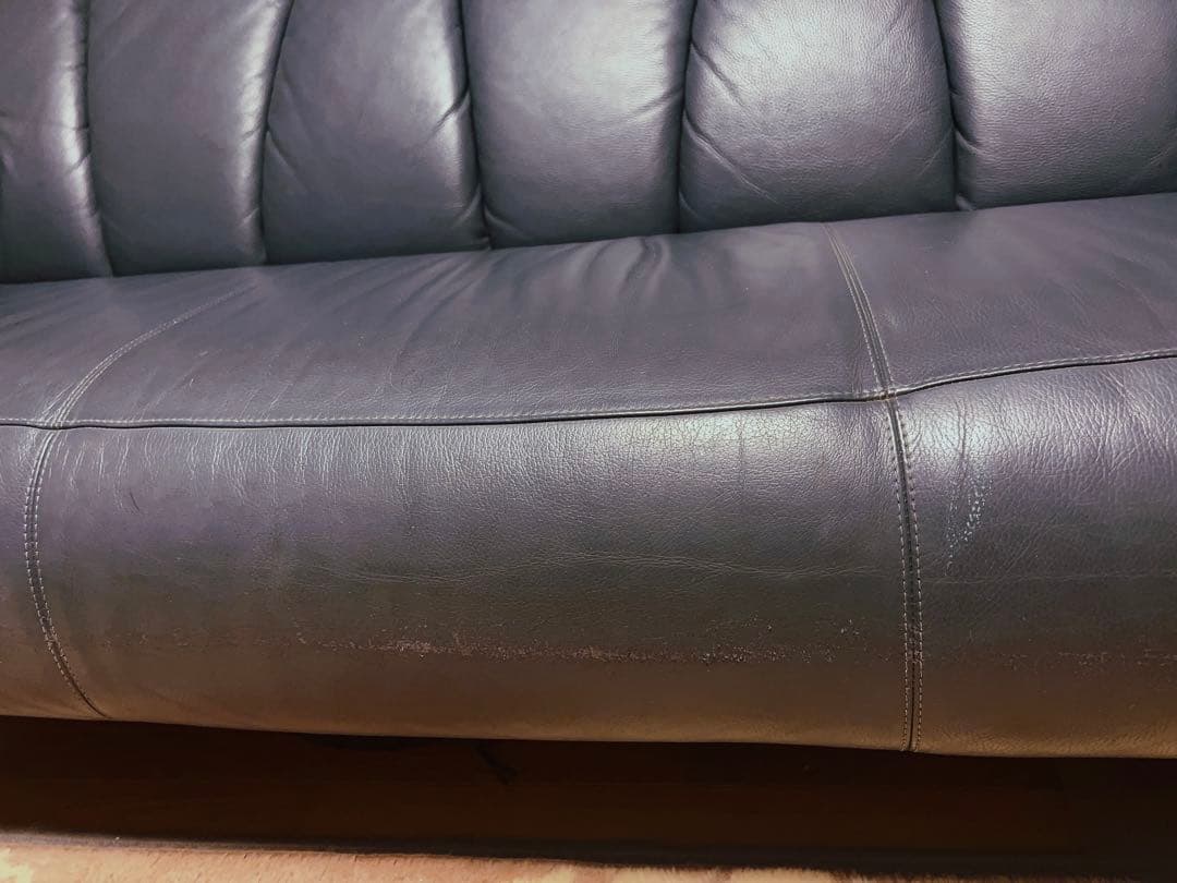 送込み　定価35万　高級レザーソファ　本革ソファー　3人掛け　ヴィンテージ家具