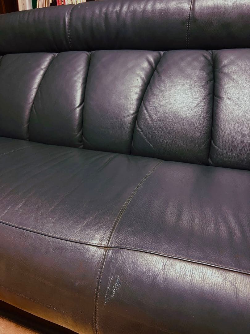 送込み　定価35万　高級レザーソファ　本革ソファー　3人掛け　ヴィンテージ家具