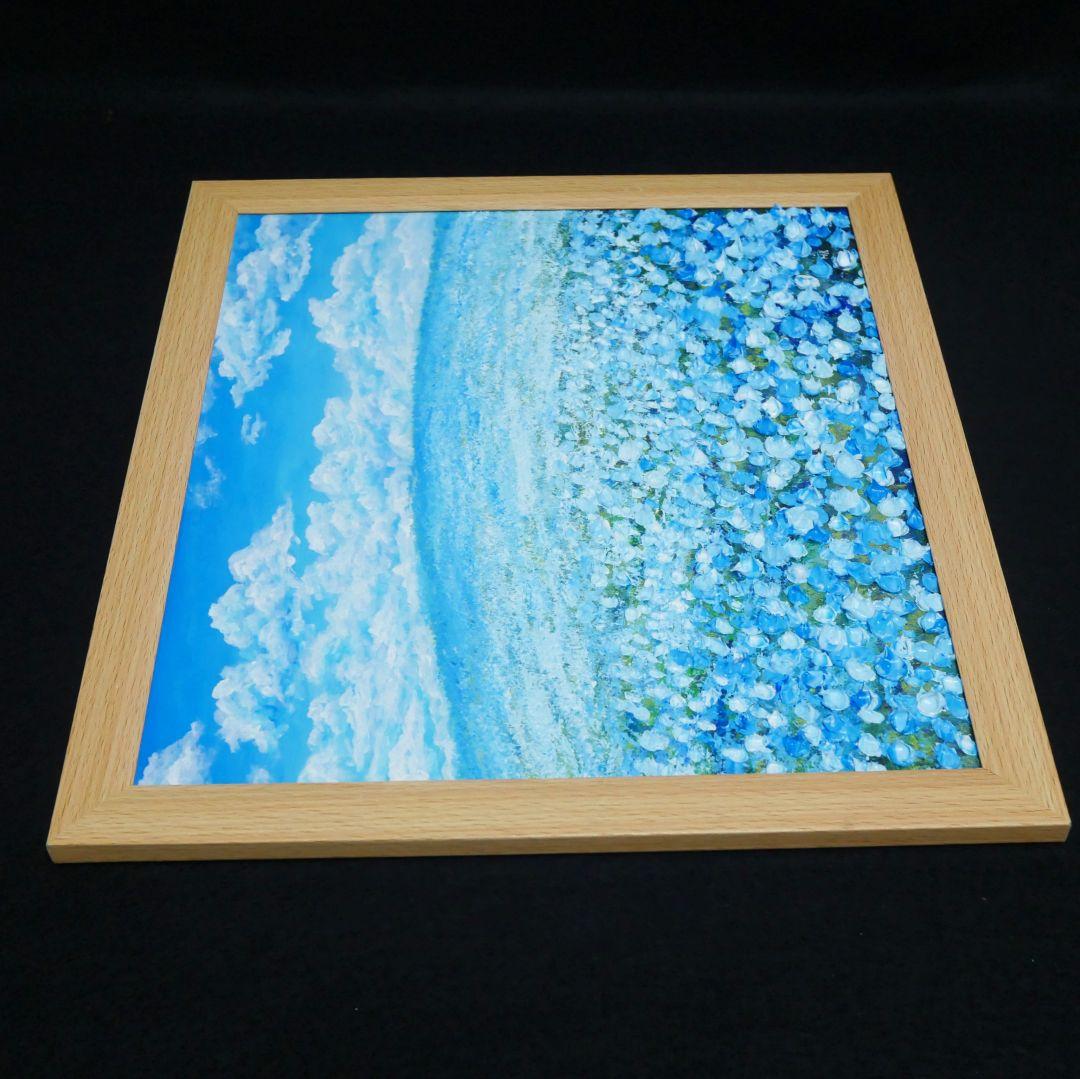 油絵 油彩 油彩画 絵 絵画【空と雲の青い丘】