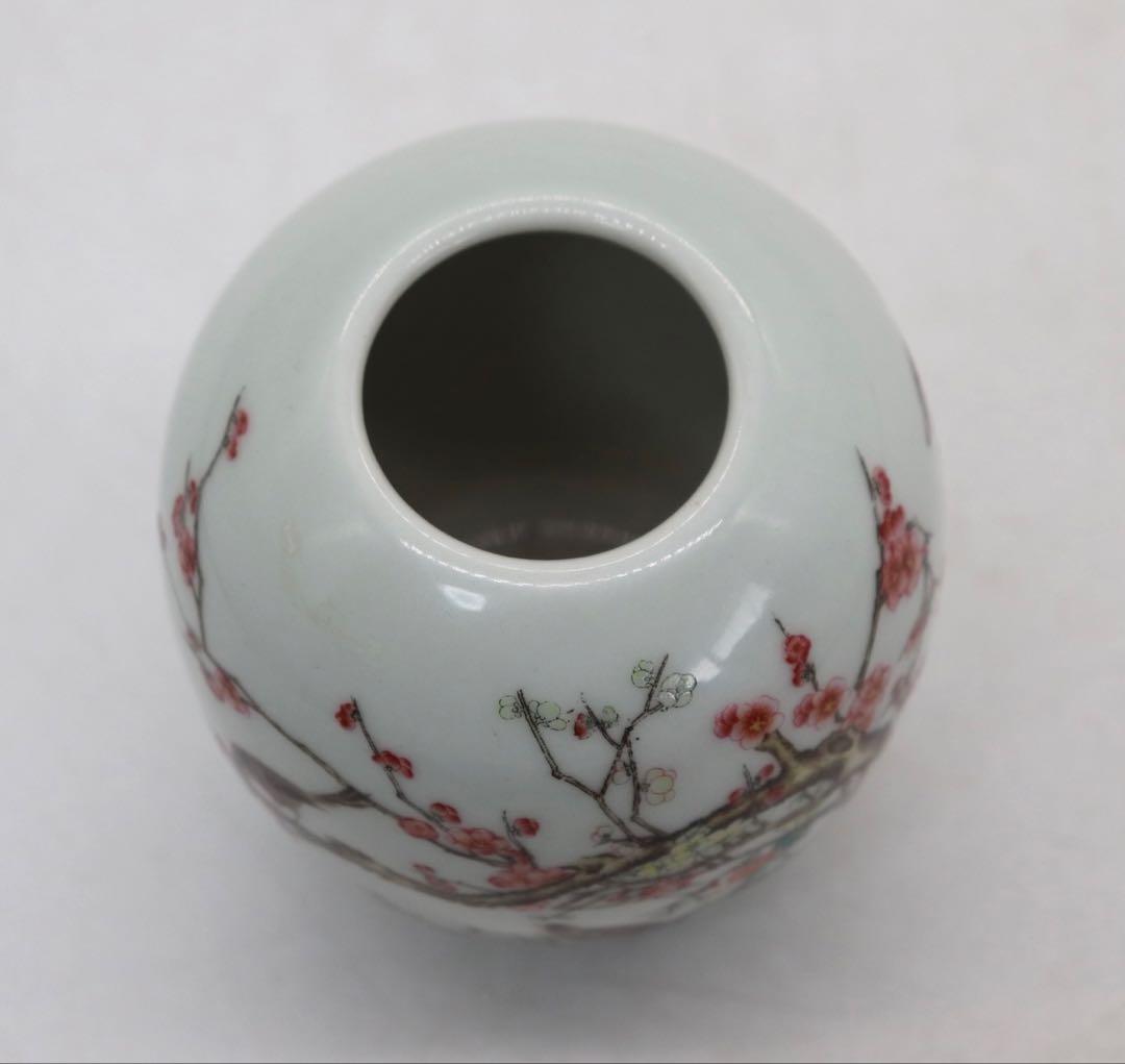 中国　玩玉　粉彩　花鳥紋小壺① 送料込み250525