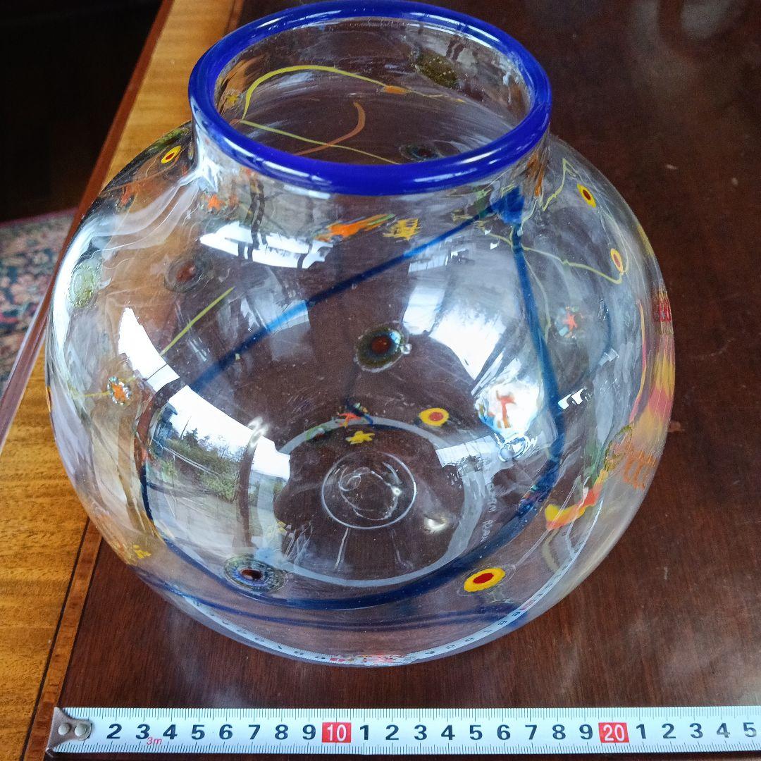 サイン入り　吹きガラス　 直径約20cm