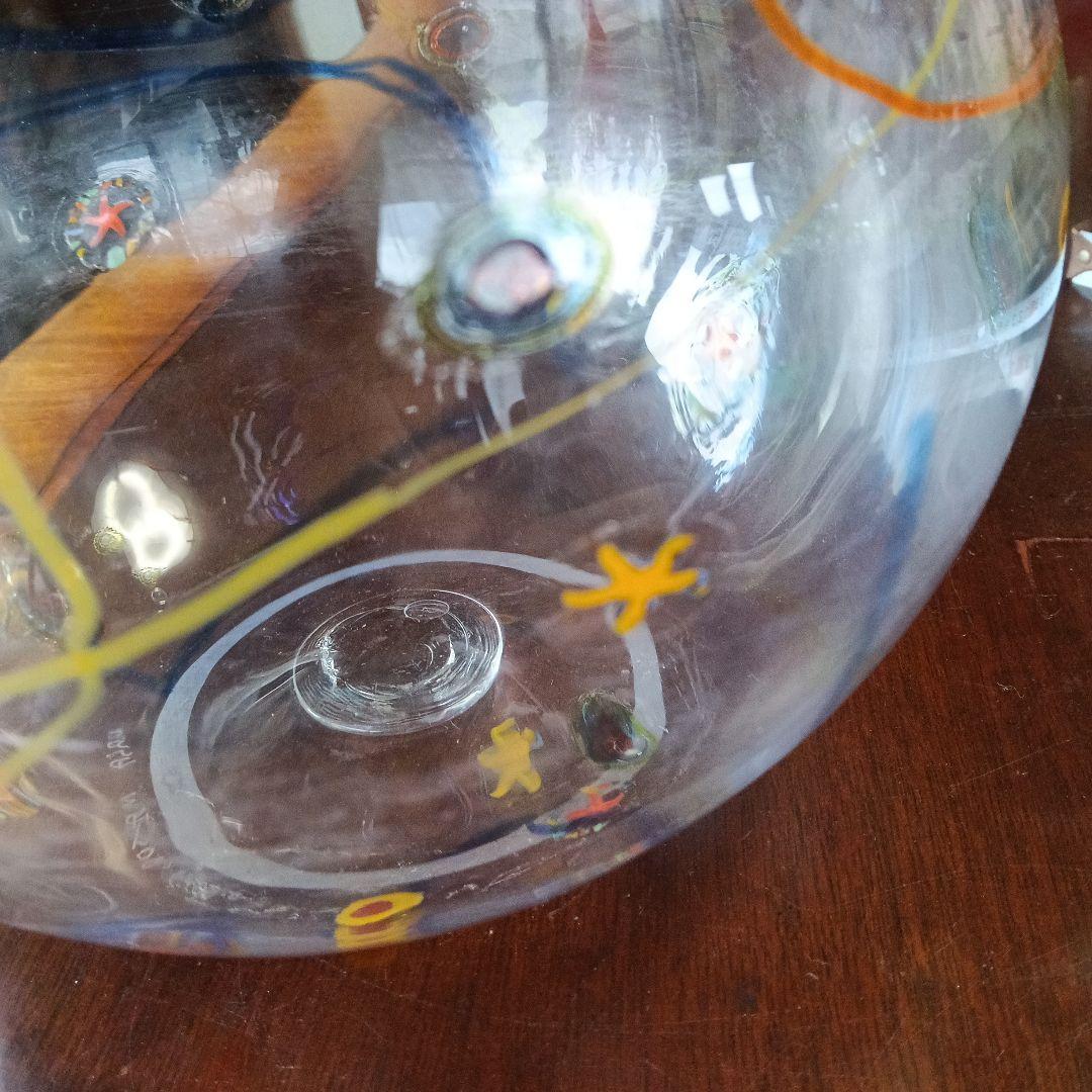 サイン入り　吹きガラス　 直径約20cm