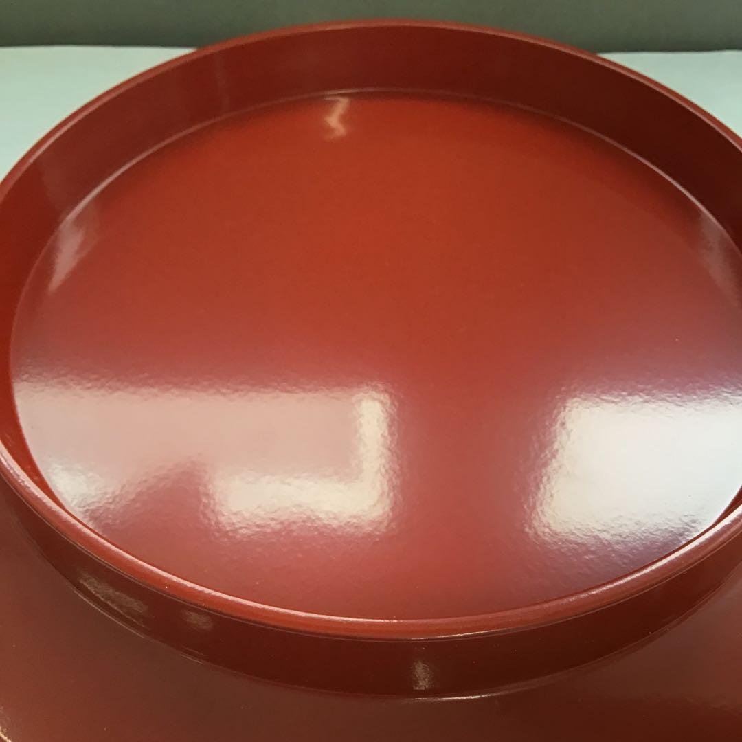 茶道具　漆器盆　朱塗金箔盆　床飾りや実用性も兼ねる　紙箱　S60BN