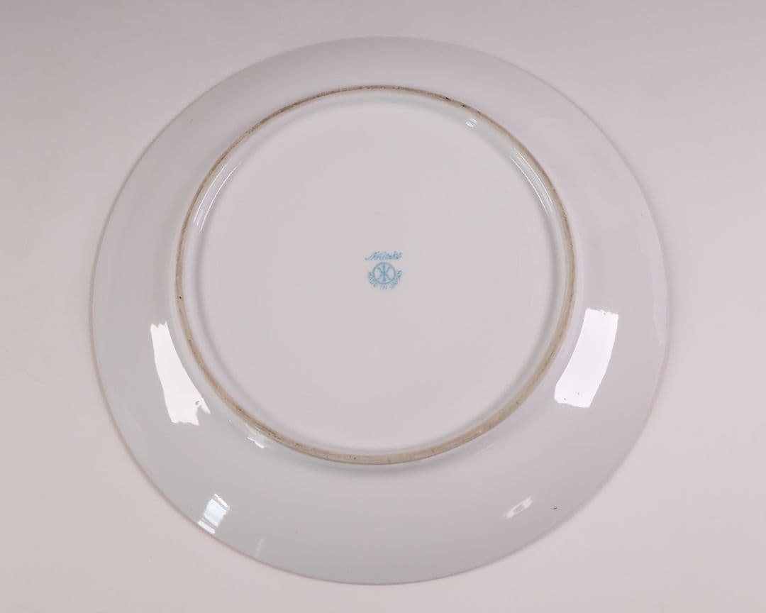 【CM300】オールドノリタケ 白鳥 風景 皿 プレート 金彩 ブルー 青 明治