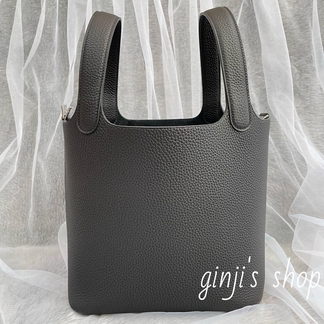 プレミアム 本革 キューブバッグ ハンドバッグ MM ブラック シルバー金具