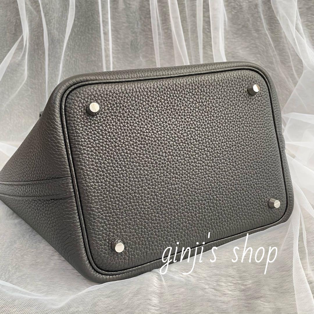 プレミアム 本革 キューブバッグ ハンドバッグ MM ブラック シルバー金具