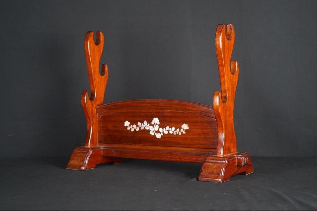 唐木花梨 螺鈿細工 三振掛用 刀掛け 武具 刀装具