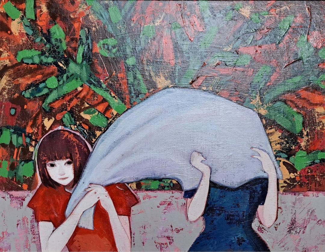 藤川さき 藤川沙樹「名前をおしえて」2018年 キャンバスに油彩 F6号 額装品