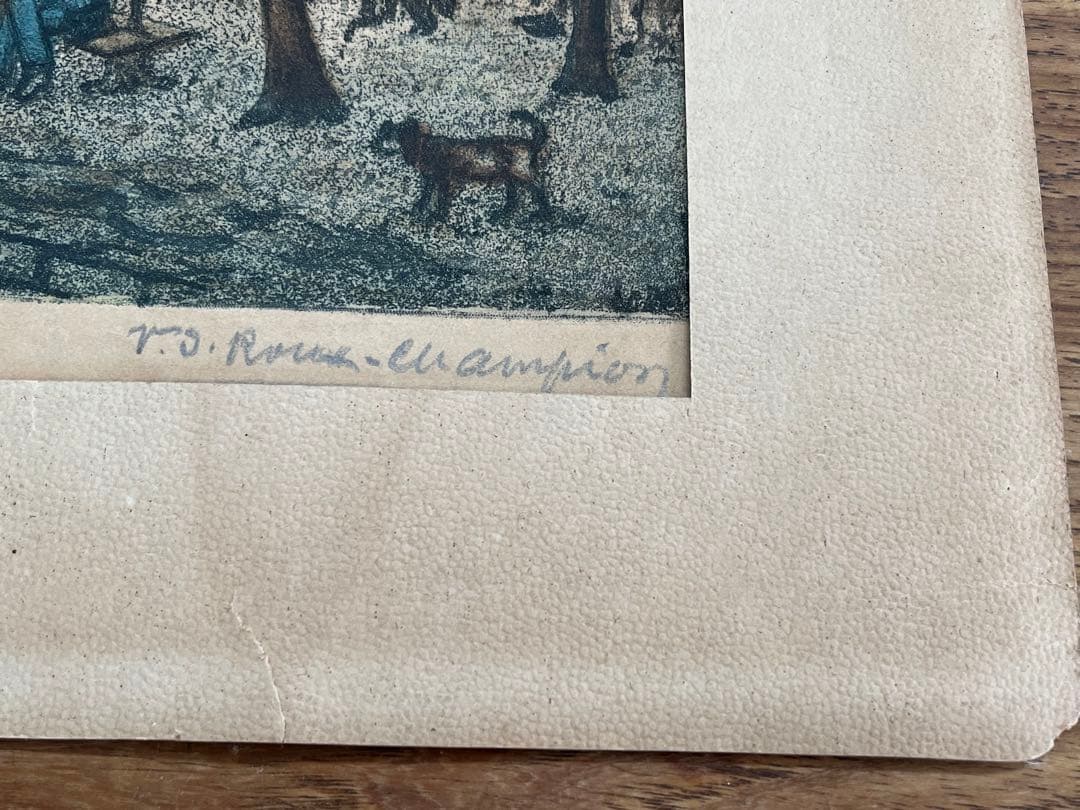 アンティーク　版画　サイン付き　No.入り