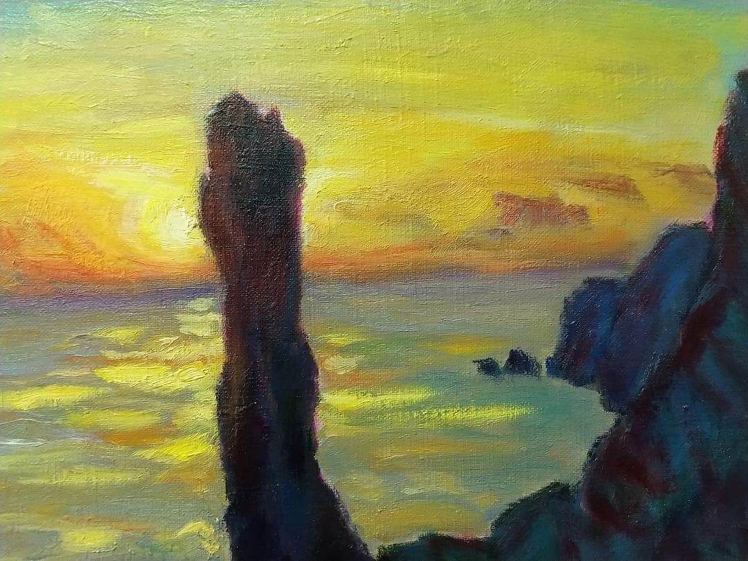 「唐桑半島の朝」油絵 F6 絵画 油彩画 風景画 アート