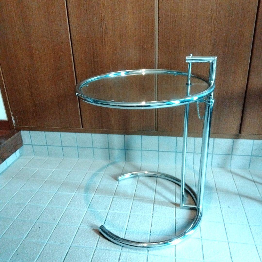 7段階高さ調節☆ガラステーブル☆デザイナーズ☆