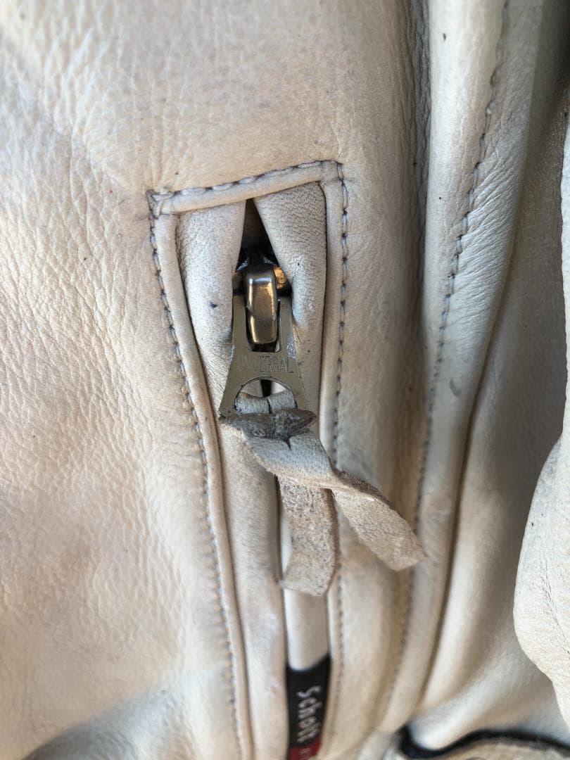 Schott シングルライダースレザージャケット アイボリー/L