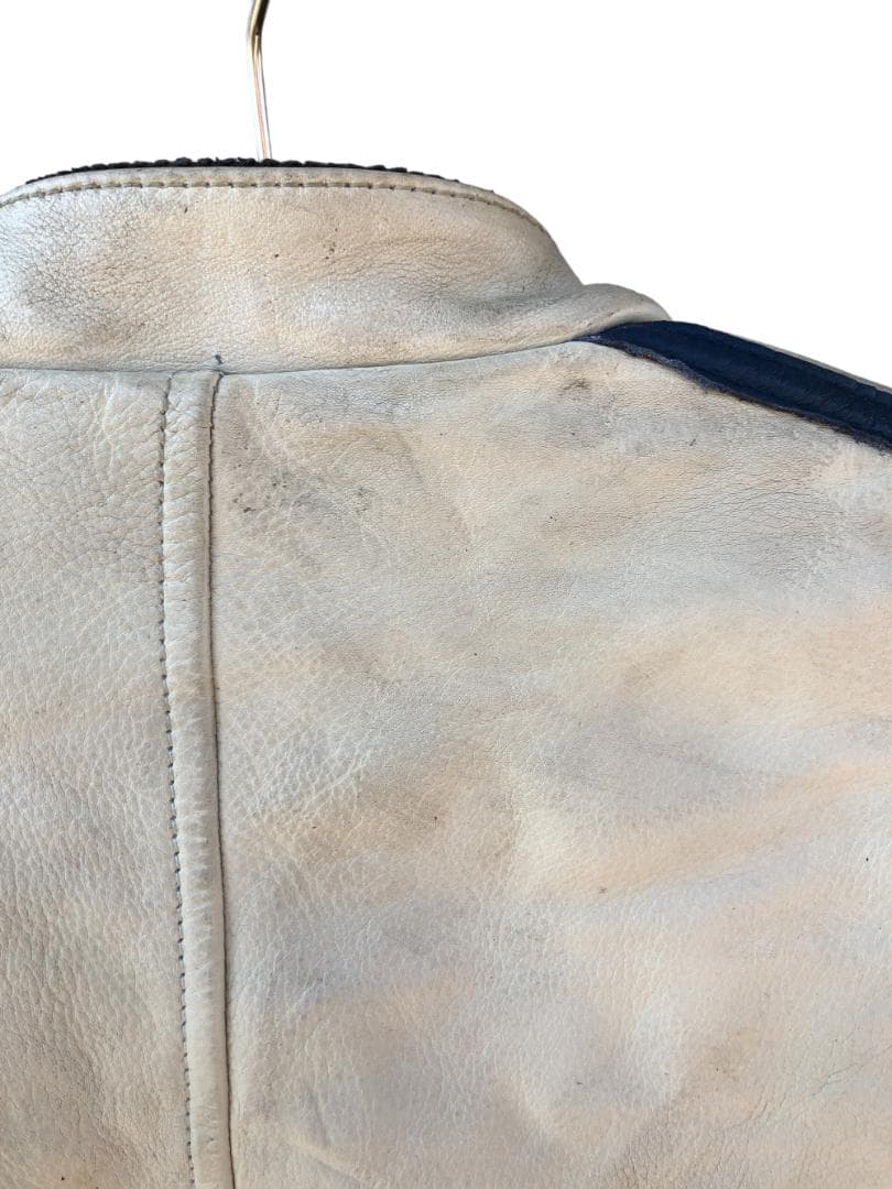 Schott シングルライダースレザージャケット アイボリー/L