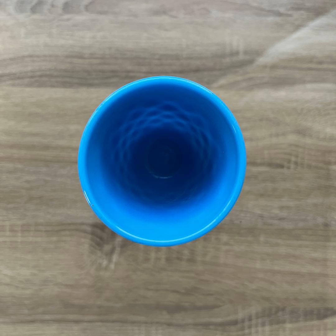 骨董　時代ガラス　希少練りガラス　花底　ダイヤ柄　筒型　氷コップ　ゴブレット１客