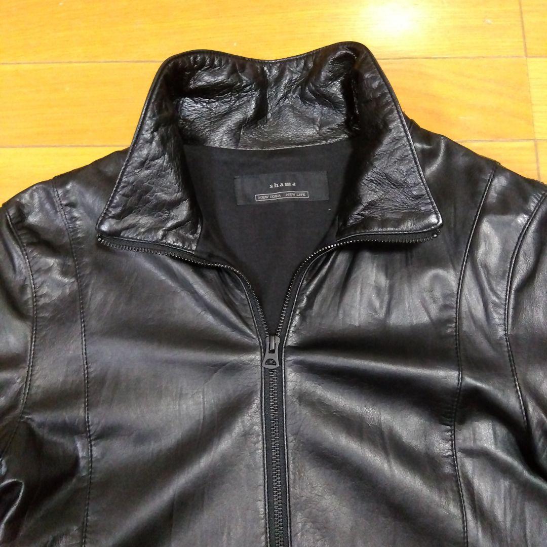 【極美品‼️】shama 牛革 レザーシングルライダースジャケット 42サイズ