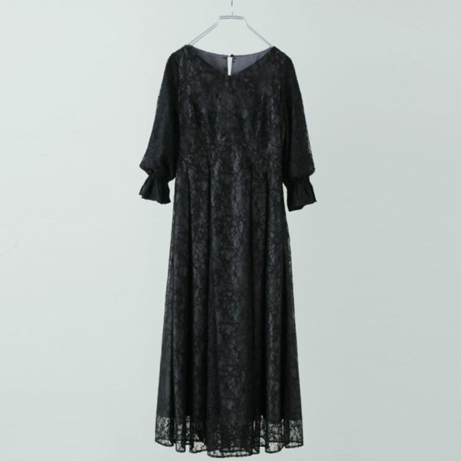 【極美品】エトル ヴィンテージレースボリューム袖フレアドレス
