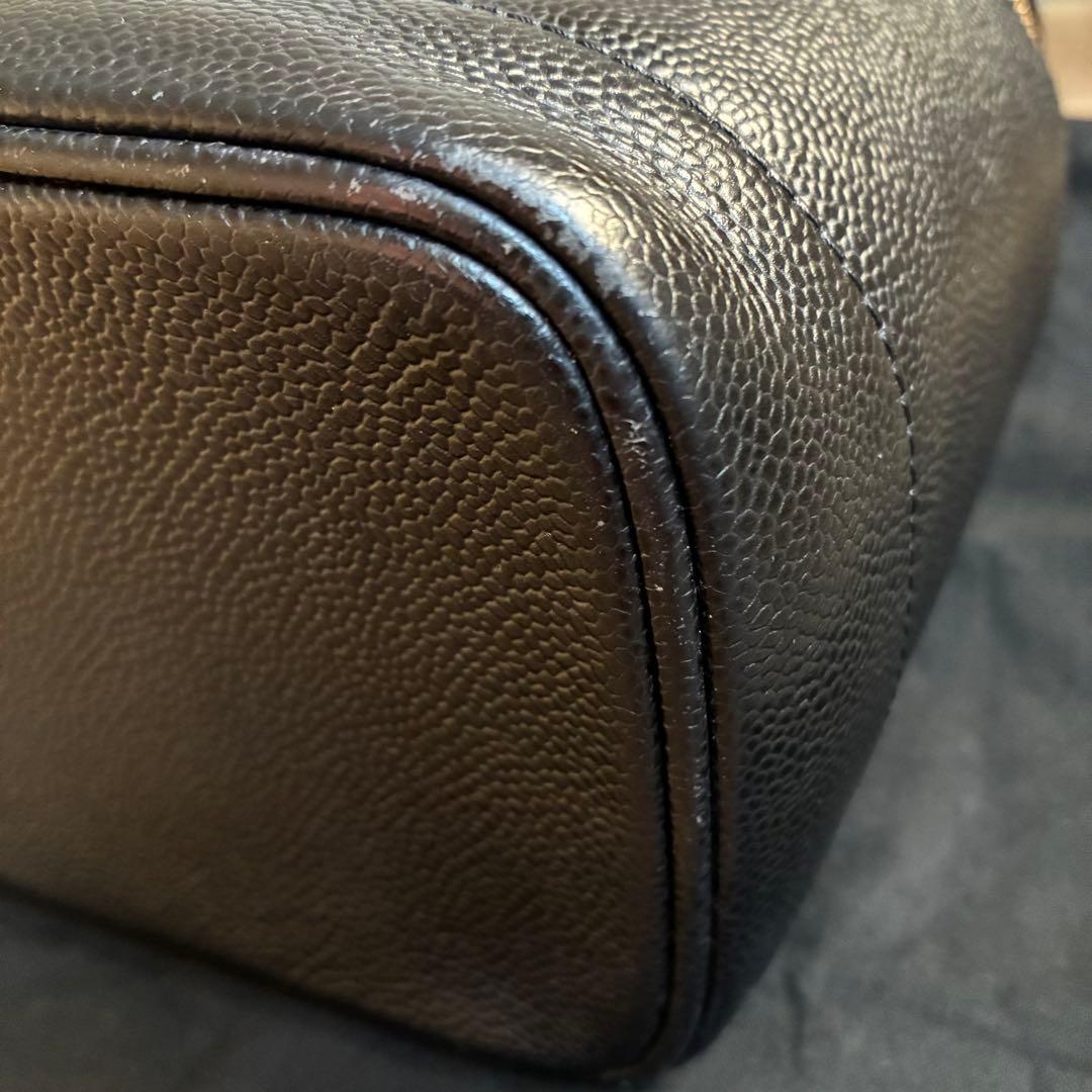 CHANEL キャビアスキン　バニティバッグ　ココマーク　ブラック