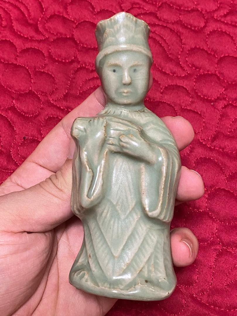 12世紀 高麗青磁 文官形水滴　 (検/文房具李朝徳利酒器新羅唐津古宋備前）