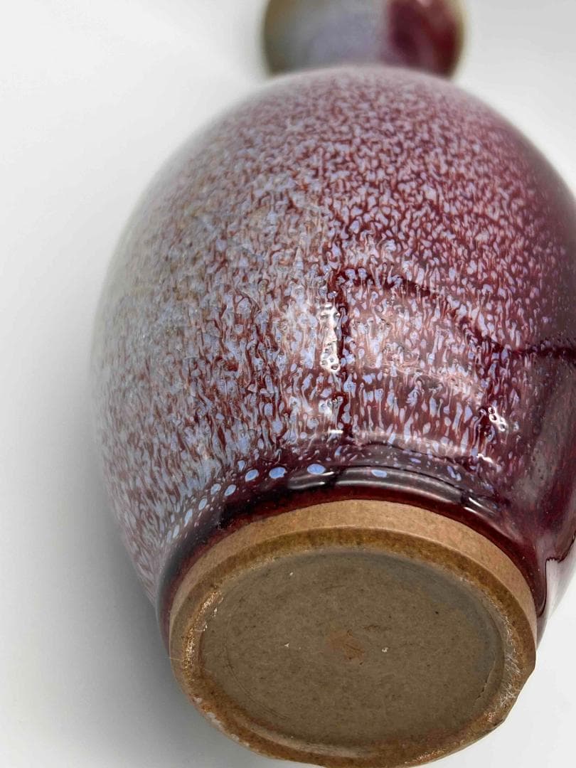 清時代 鈞窯 紅釉瓶　辰砂　郎窯紅釉 花瓶 景徳鎮　唐物　古賞物(C-53)