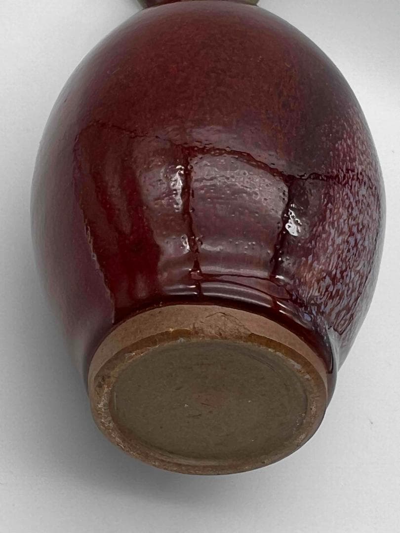 清時代 鈞窯 紅釉瓶　辰砂　郎窯紅釉 花瓶 景徳鎮　唐物　古賞物(C-53)