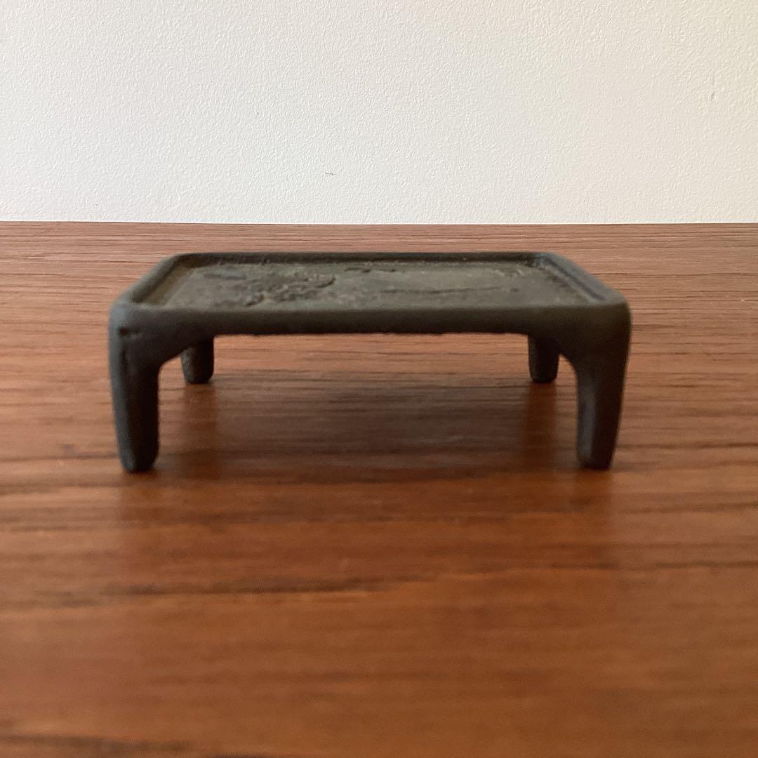 鋳金家　本間琢齋　山水文　銅製　墨床　墨台　墨置き　書道具　sansui