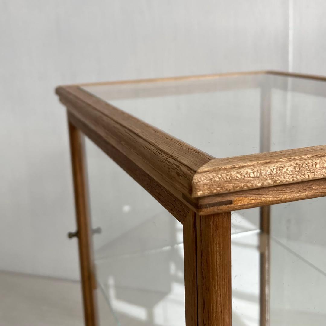 g300 古い木製 ガラスケース 2段 卓上 ショーケース 展示ケース 小物入れ