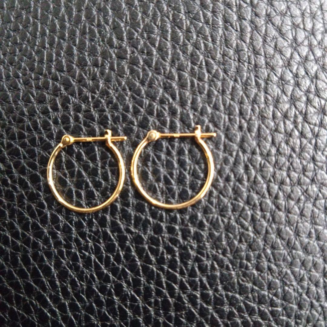 k18フープピアス　1×1.5mm　新品 刻印あり　日本製