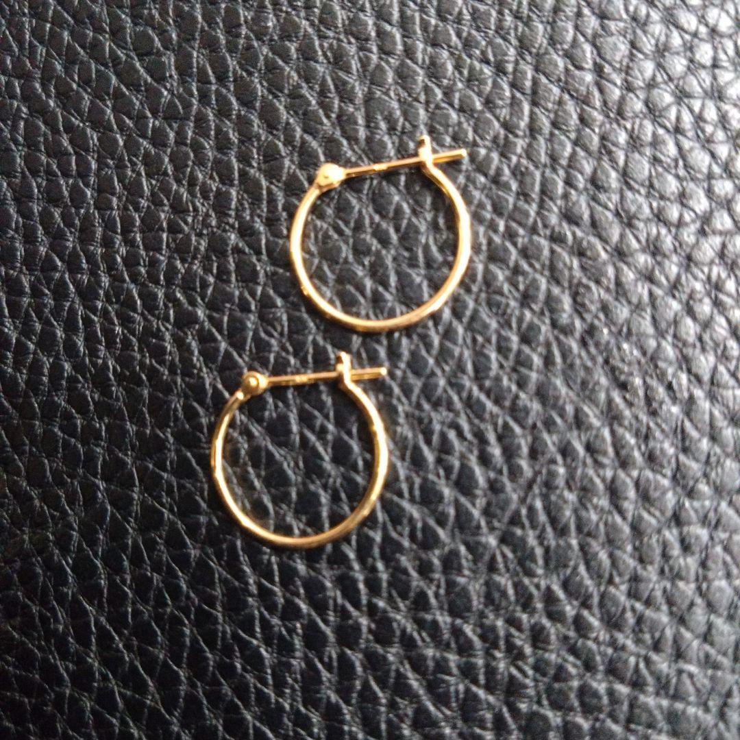 k18フープピアス　1×1.5mm　新品 刻印あり　日本製