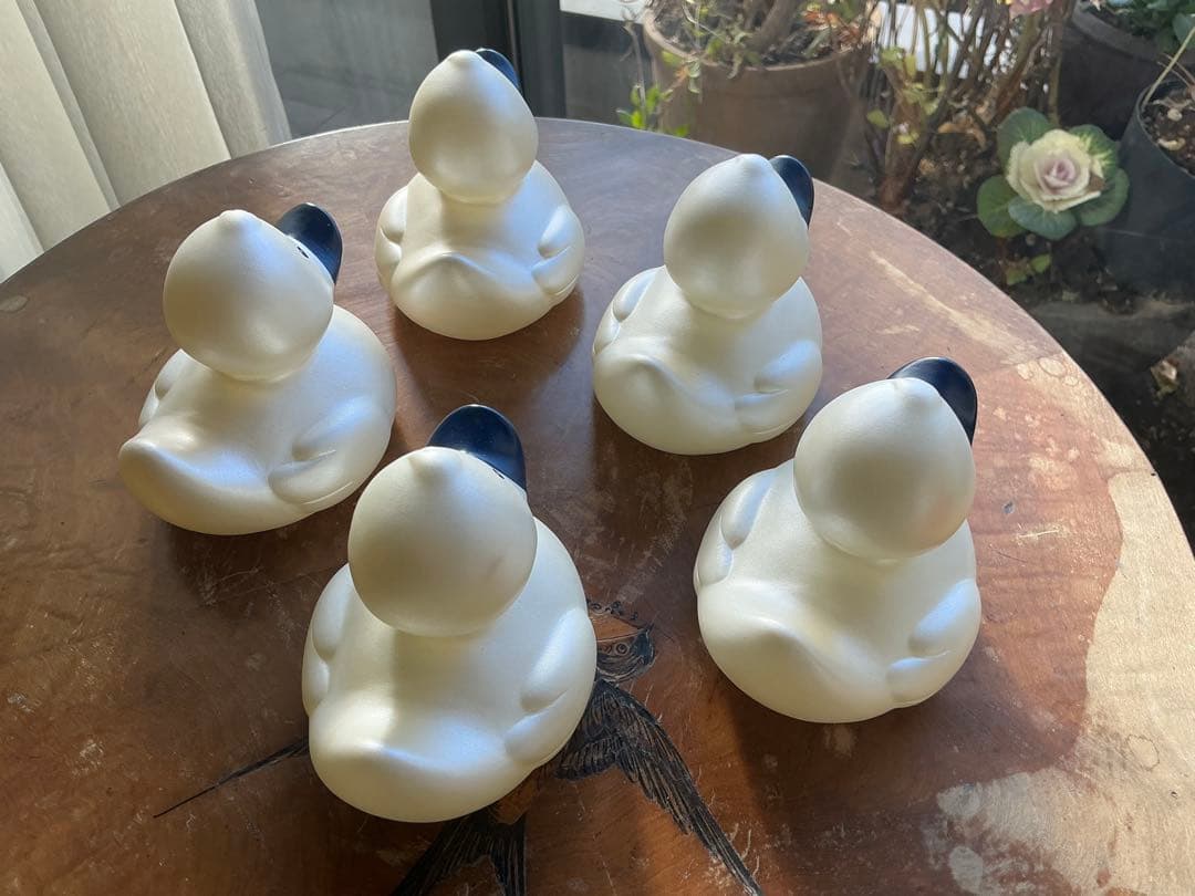 ルフトハンザファーストクラスターミナル、白ダック5羽2025年冬　嘴は紺